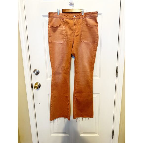 Pilcro Anthropologie Jeans The Icon Flare Bronze Raw Hem Women's size 32 - Picture 2 of 6